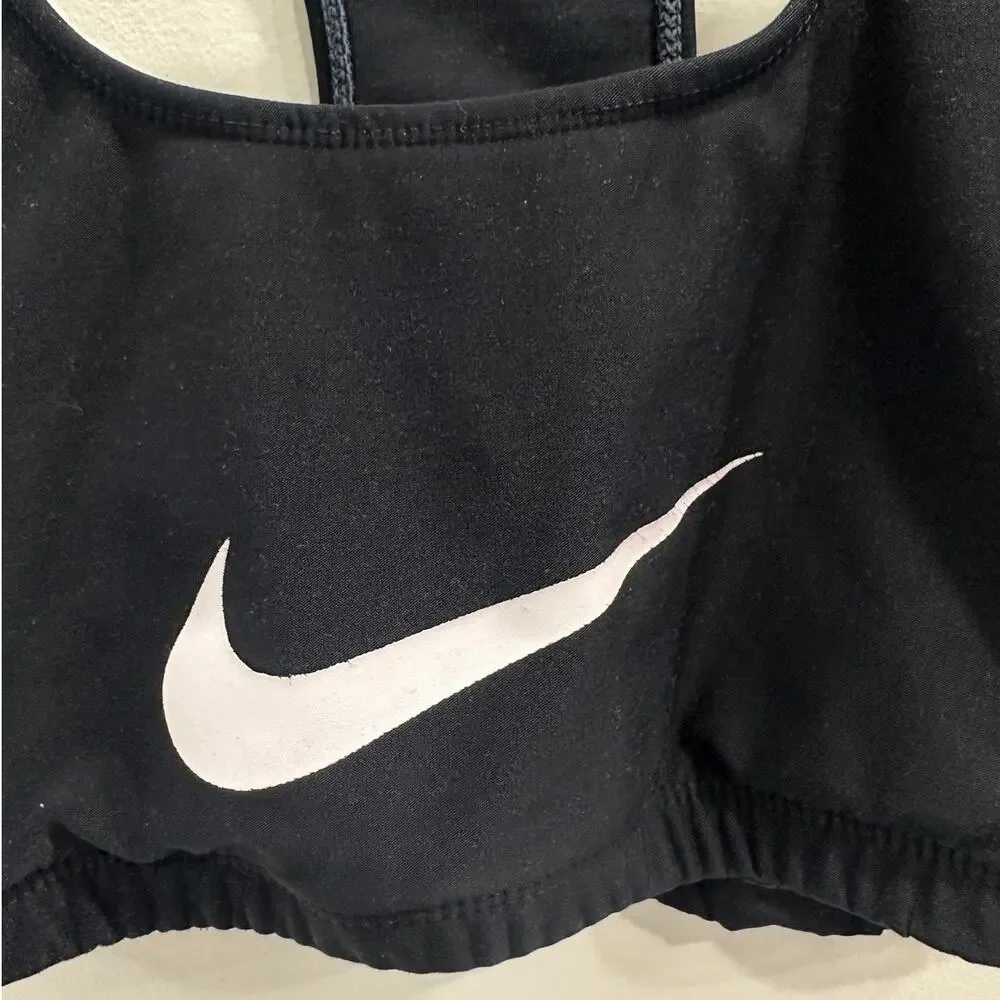 VTG 90s Nike Black Large Swoosh Racerback Sports Bra Sz Small ASO Monica Friends